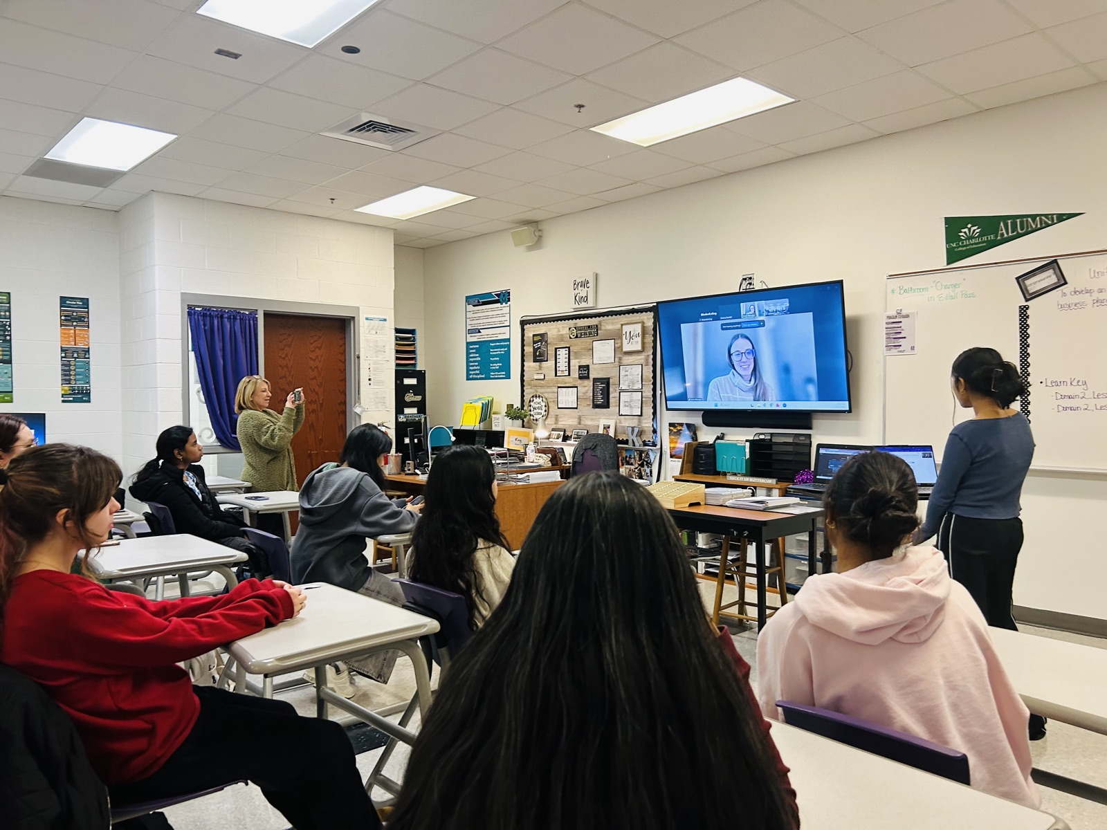 Students in a classroom speaker session